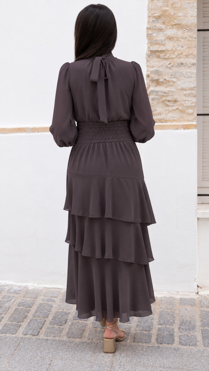 VESTIDO ALANA MARRÓN OSCURO