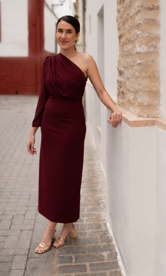 VESTIDO MARINA BURDEOS