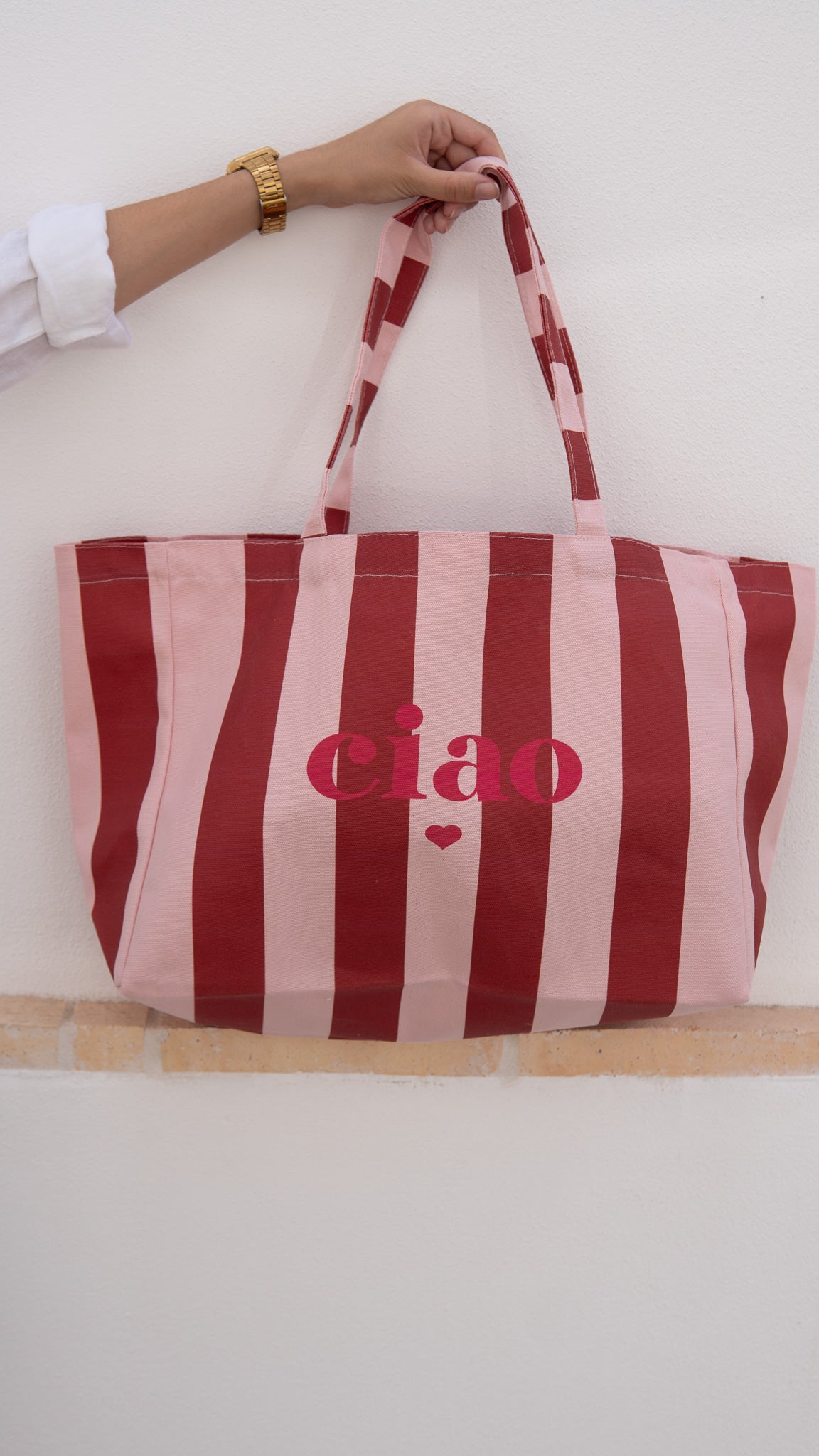 BOLSO RAYAS ROSA Y BURDEOS