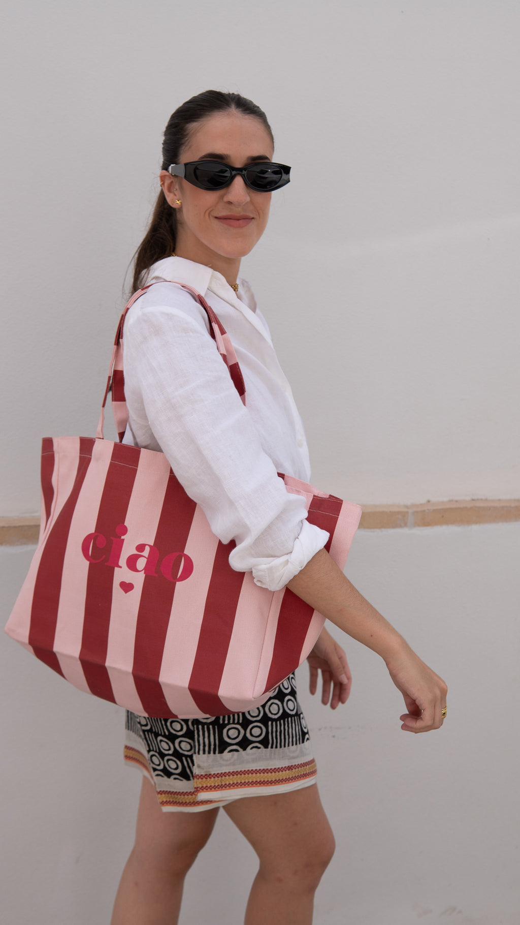 BOLSO RAYAS ROSA Y BURDEOS