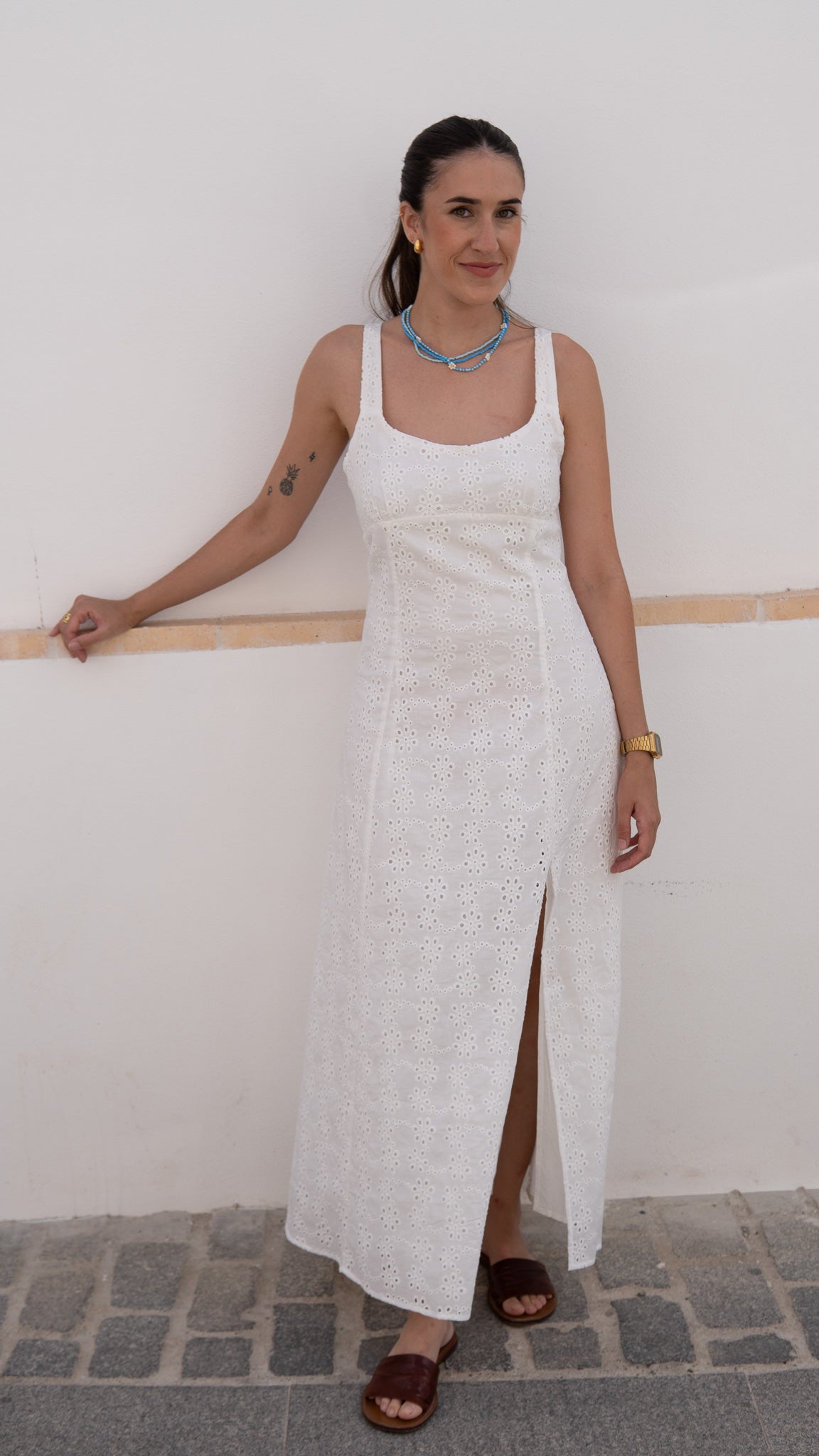 VESTIDO PERFORADO BLANCO